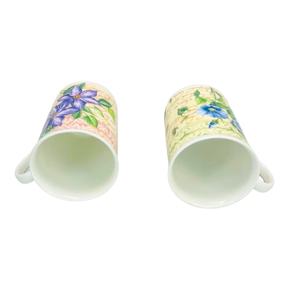 English Vintage Crown Trent Fine Bone China Coffee Mugs Set of 2 Floral Design - Picture 5 of 11